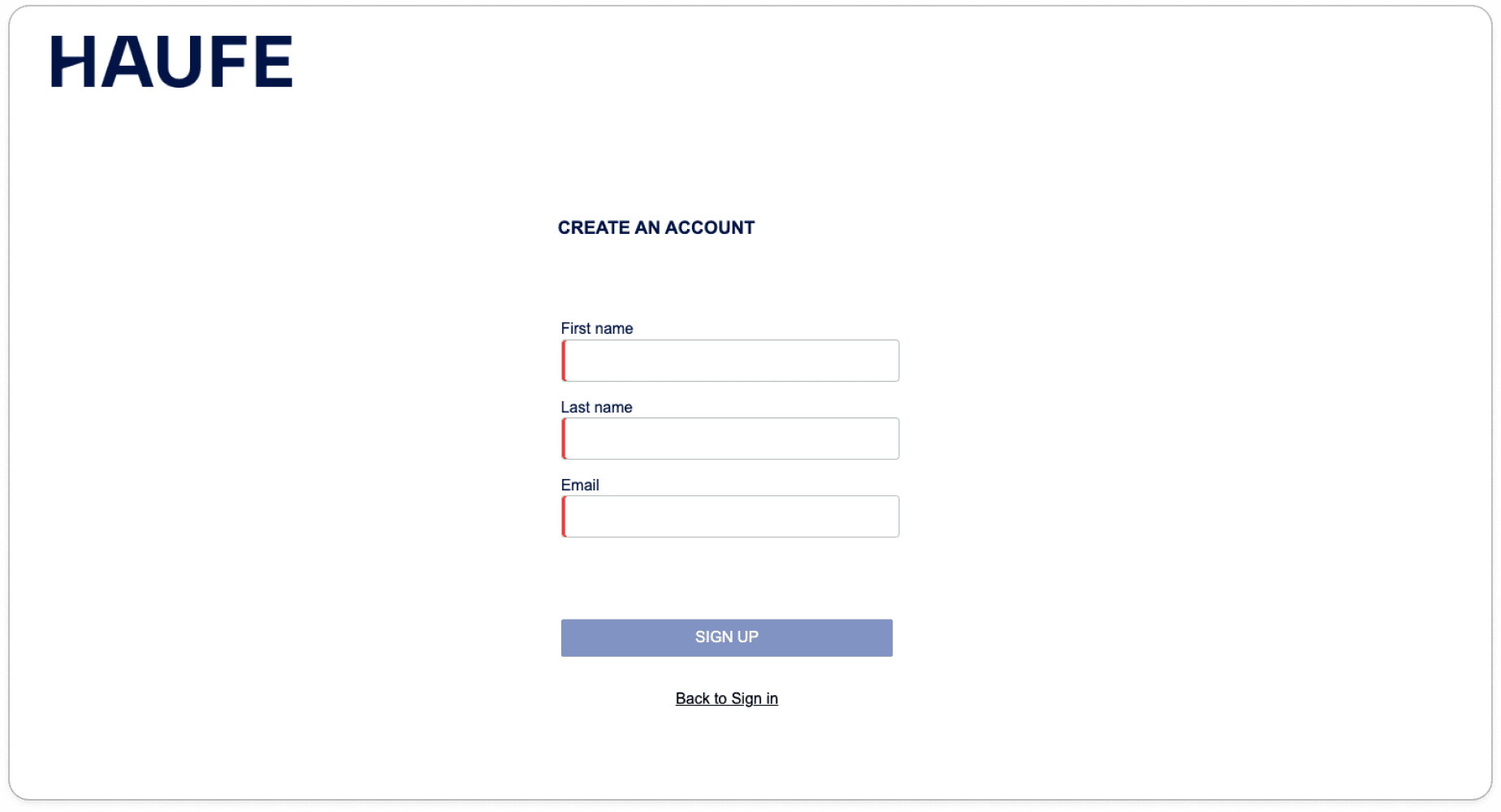 Registration form